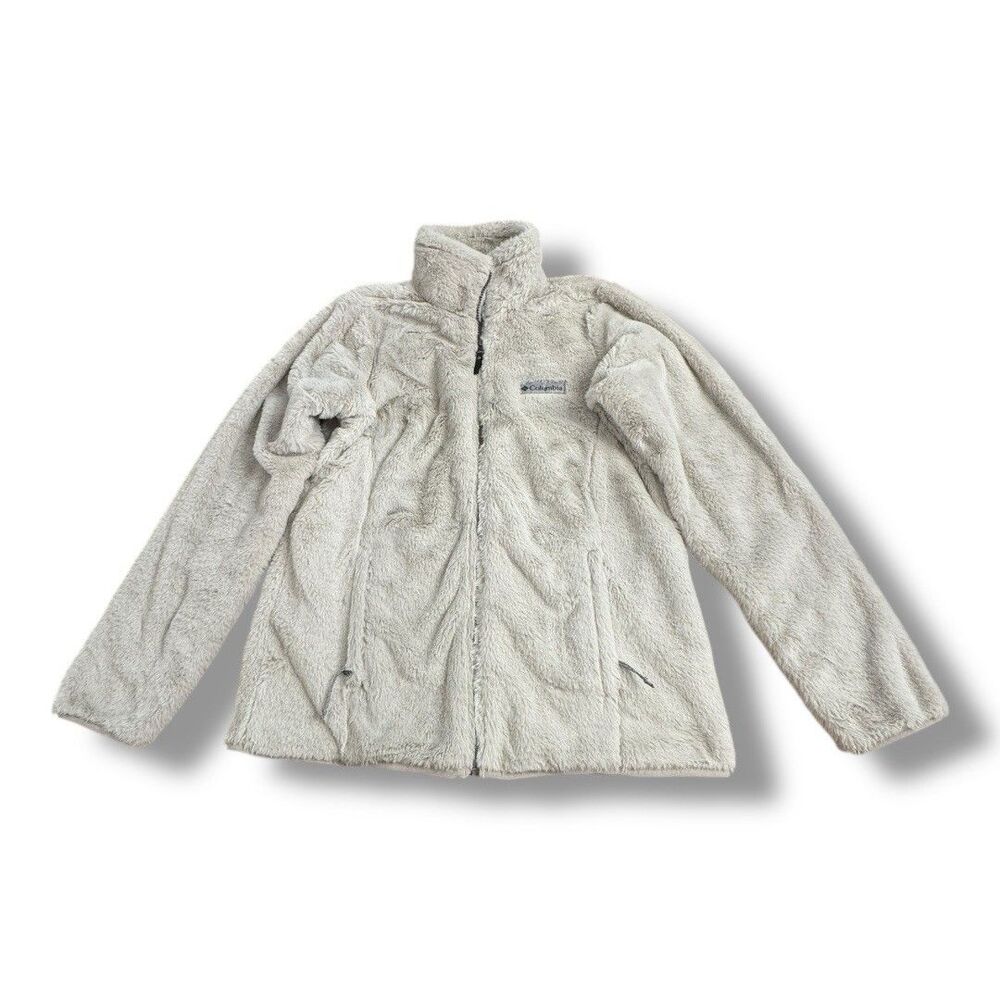 Columbia Fleece Jacket Grey Pile Soft Sherpa Full Zip Sportswear Women’s Size S
